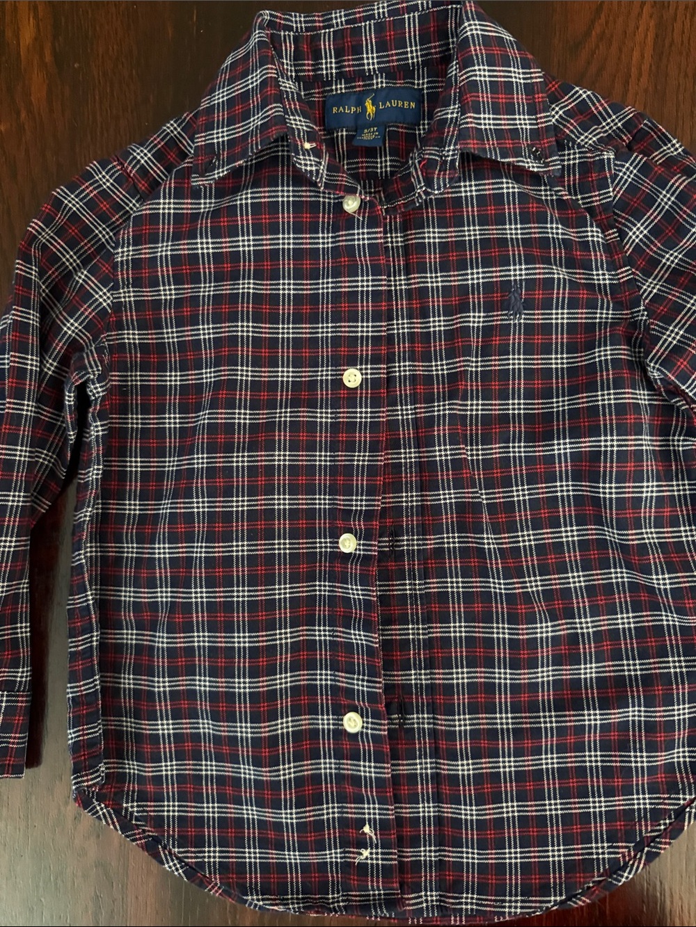 Ralph Lauren Navy, Red & White Plaid Cotton Button-Down Shirt